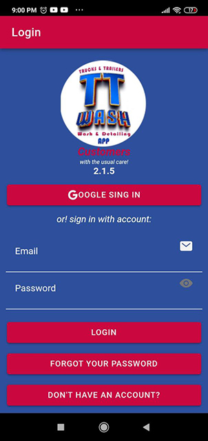TTWASH App Interface
